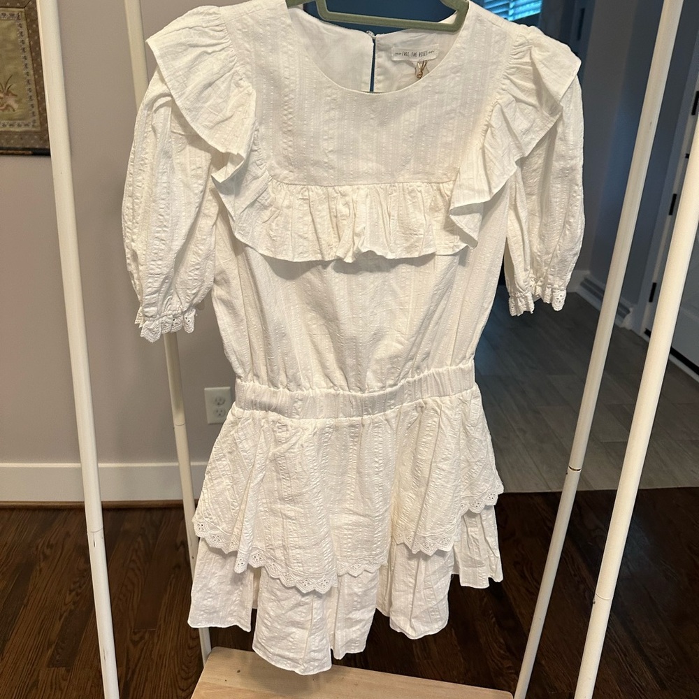 Charming White Ruffle Kids Dress
